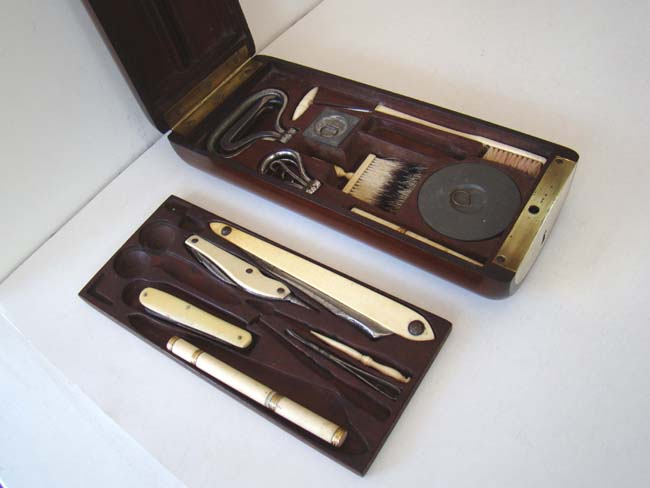A fine brass mounted gentlemen's Campaign style shaving kit and dressing case circa 1850-1860 — image 2